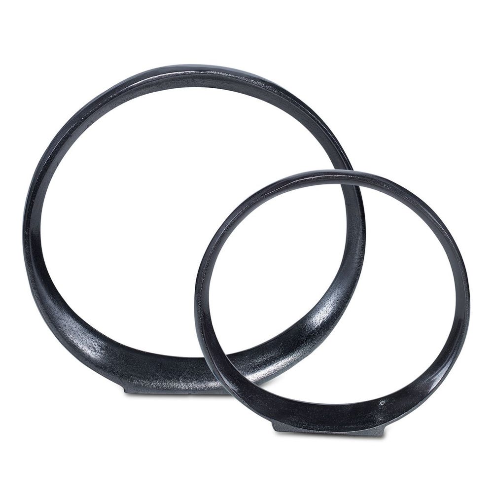 Uttermost Orbits Black Ring Sculptures - Set of 2