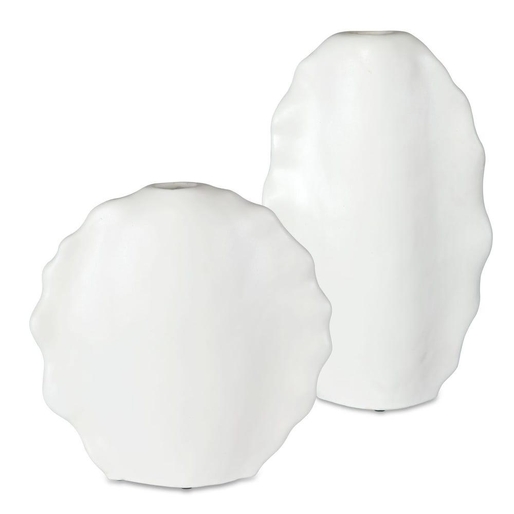 Uttermost Ruffled Feathers Modern White Vases - Set of 2