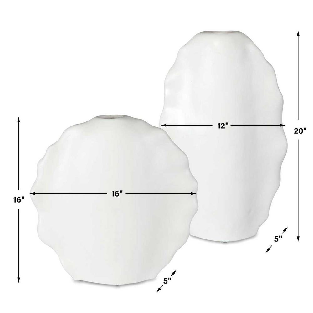 Uttermost Ruffled Feathers Modern White Vases - Set of 2