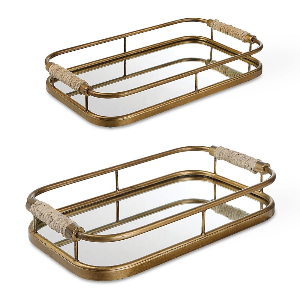Uttermost Rosea Brushed Gold Trays - Set of 2