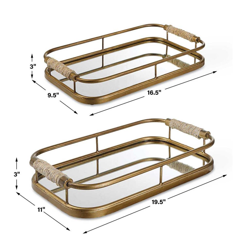 Uttermost Rosea Brushed Gold Trays - Set of 2