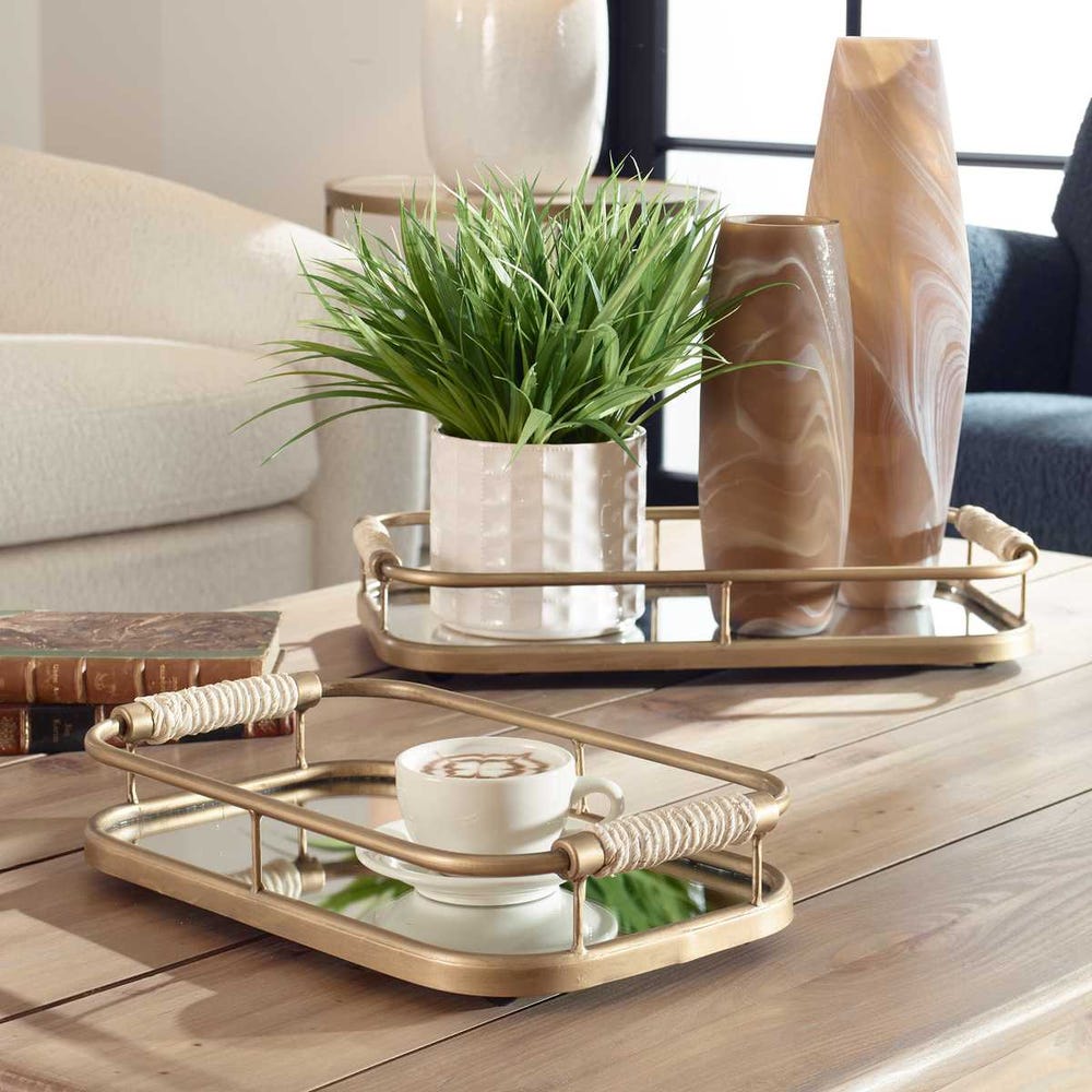 Uttermost Rosea Brushed Gold Trays - Set of 2