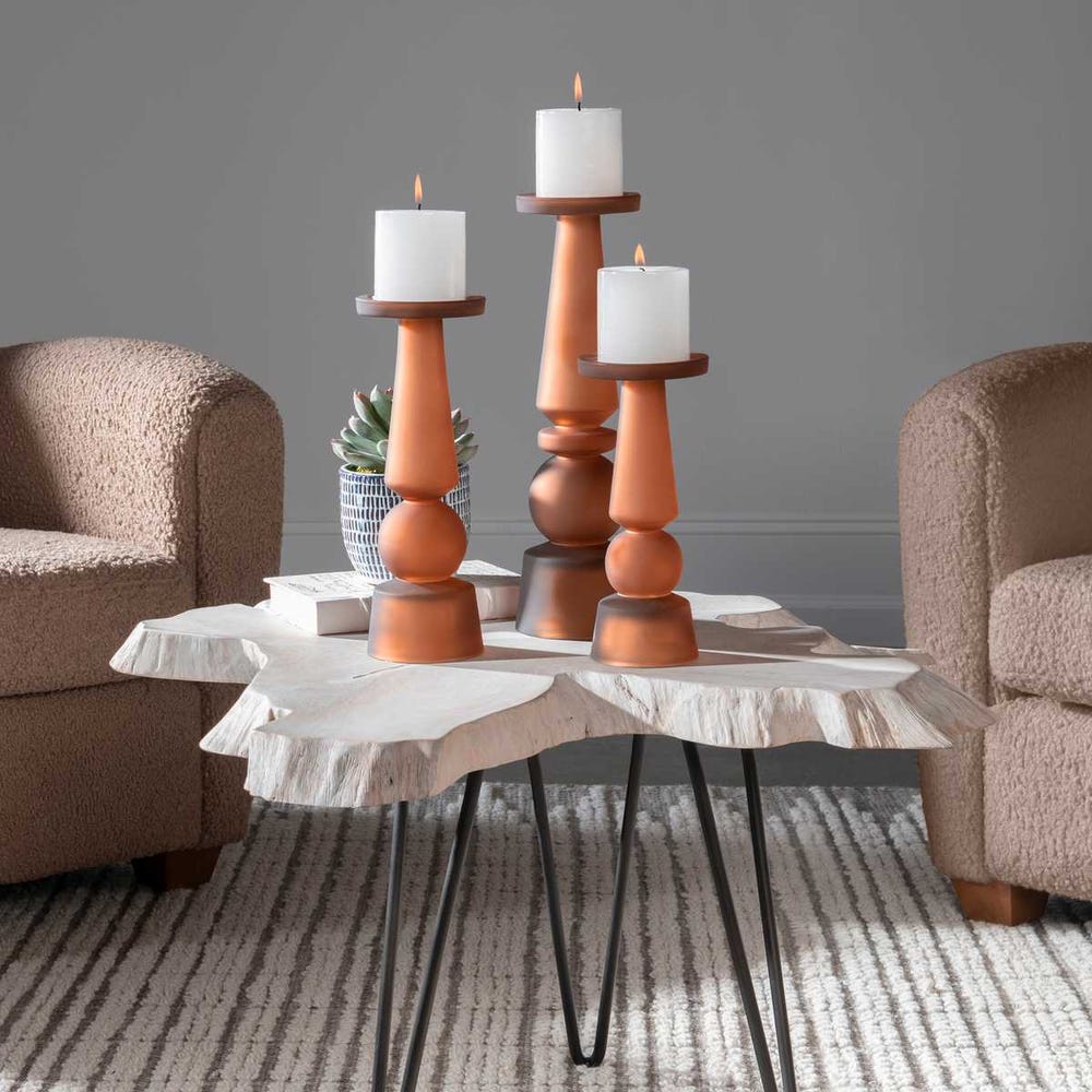 Uttermost Cassiopeia Butter Rum Glass Candleholders - Set of 3