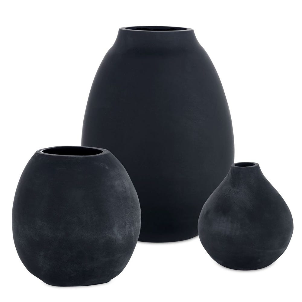 Uttermost Hearth Matte Black Vases - Set of 3