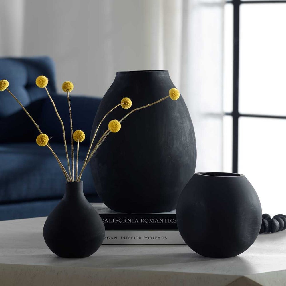 Uttermost Hearth Matte Black Vases - Set of 3
