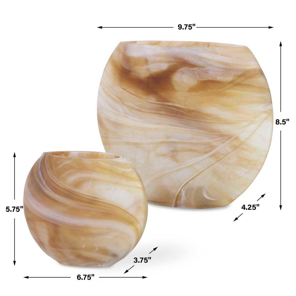 Uttermost Fusion Swirled Caramel & Ivory Vases - Set of 2