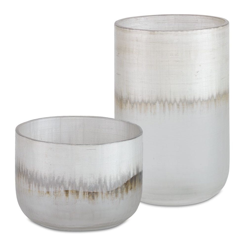 Uttermost Frost Silver Drip Glass Vases - Set of 2