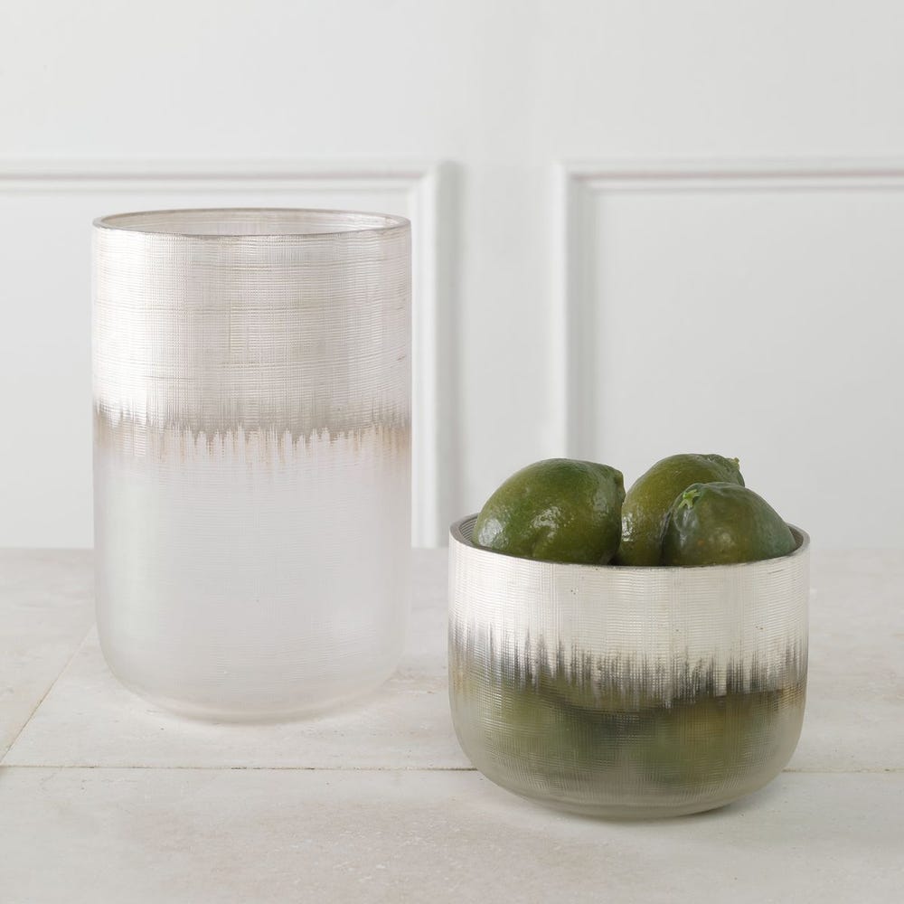 Uttermost Frost Silver Drip Glass Vases - Set of 2