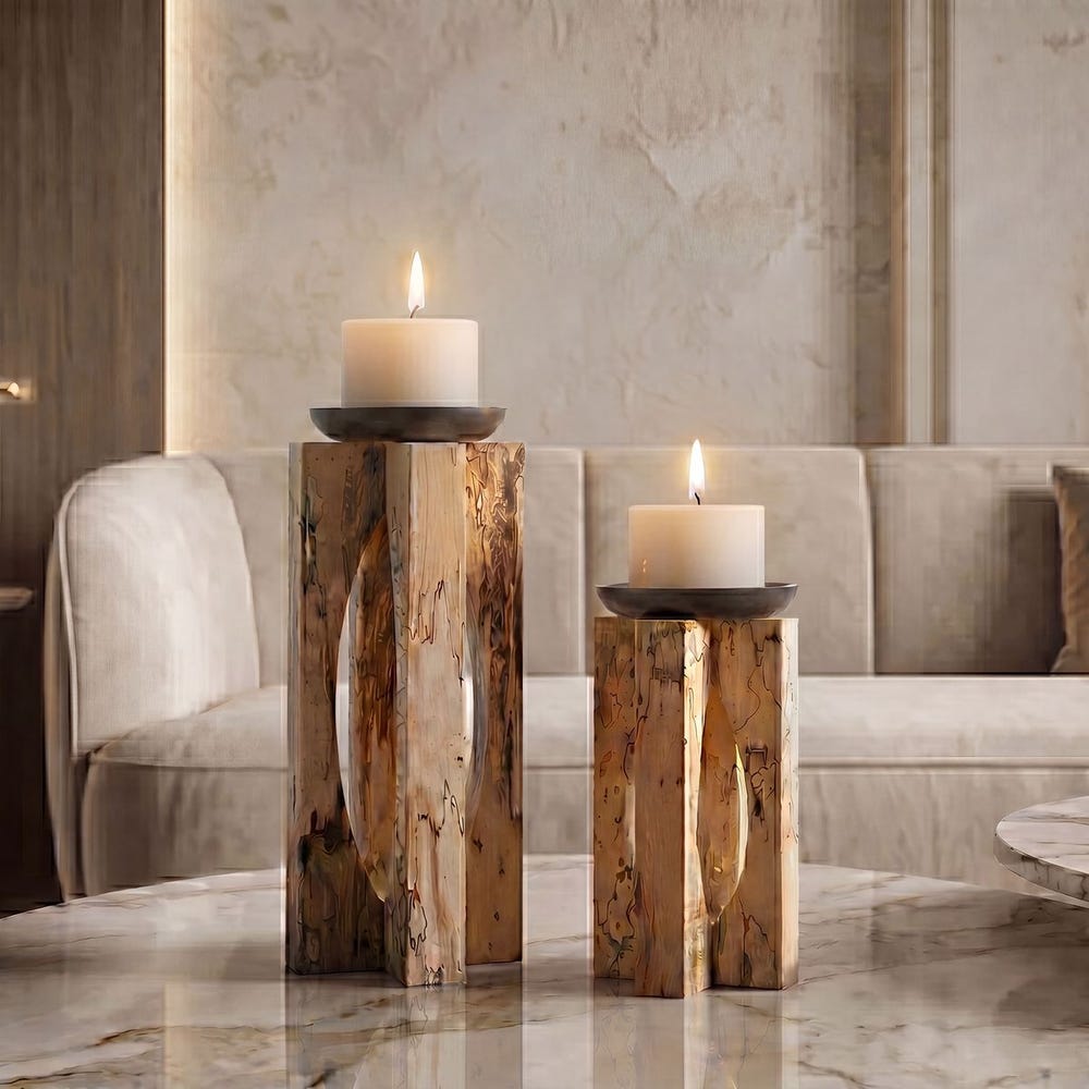 Uttermost Ilva Wood Candleholders - Set of 2