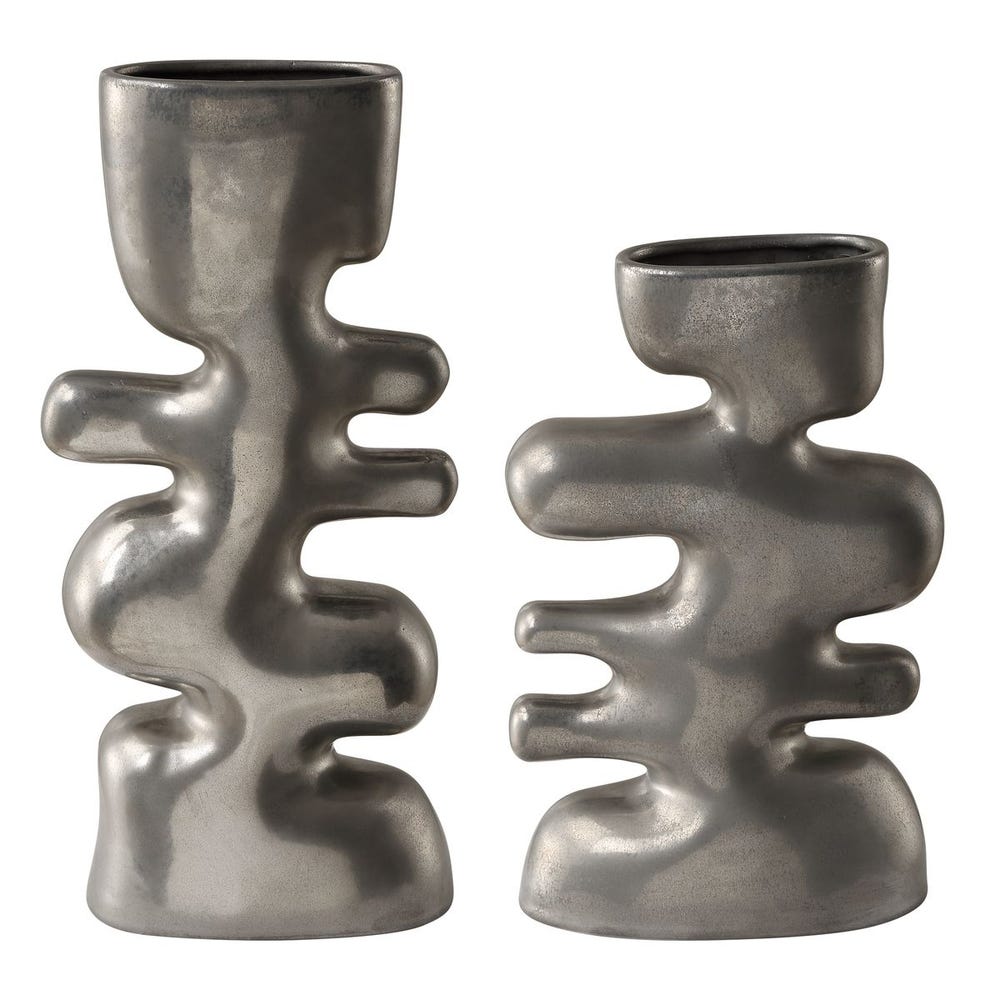 Uttermost Free Flowing Nickel Vases - Set of 2