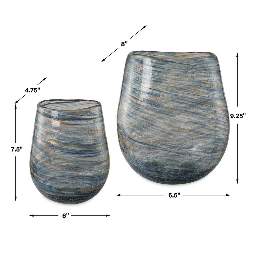 Uttermost Aurora Swirl Glass Vases - Set of 2