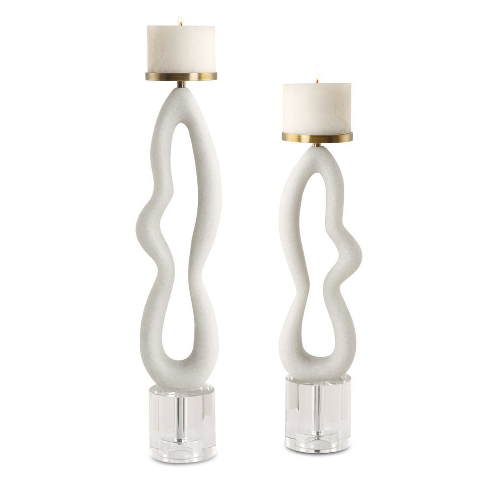 Uttermost Feamelo Ivory Stone Candleholders - Set of 2