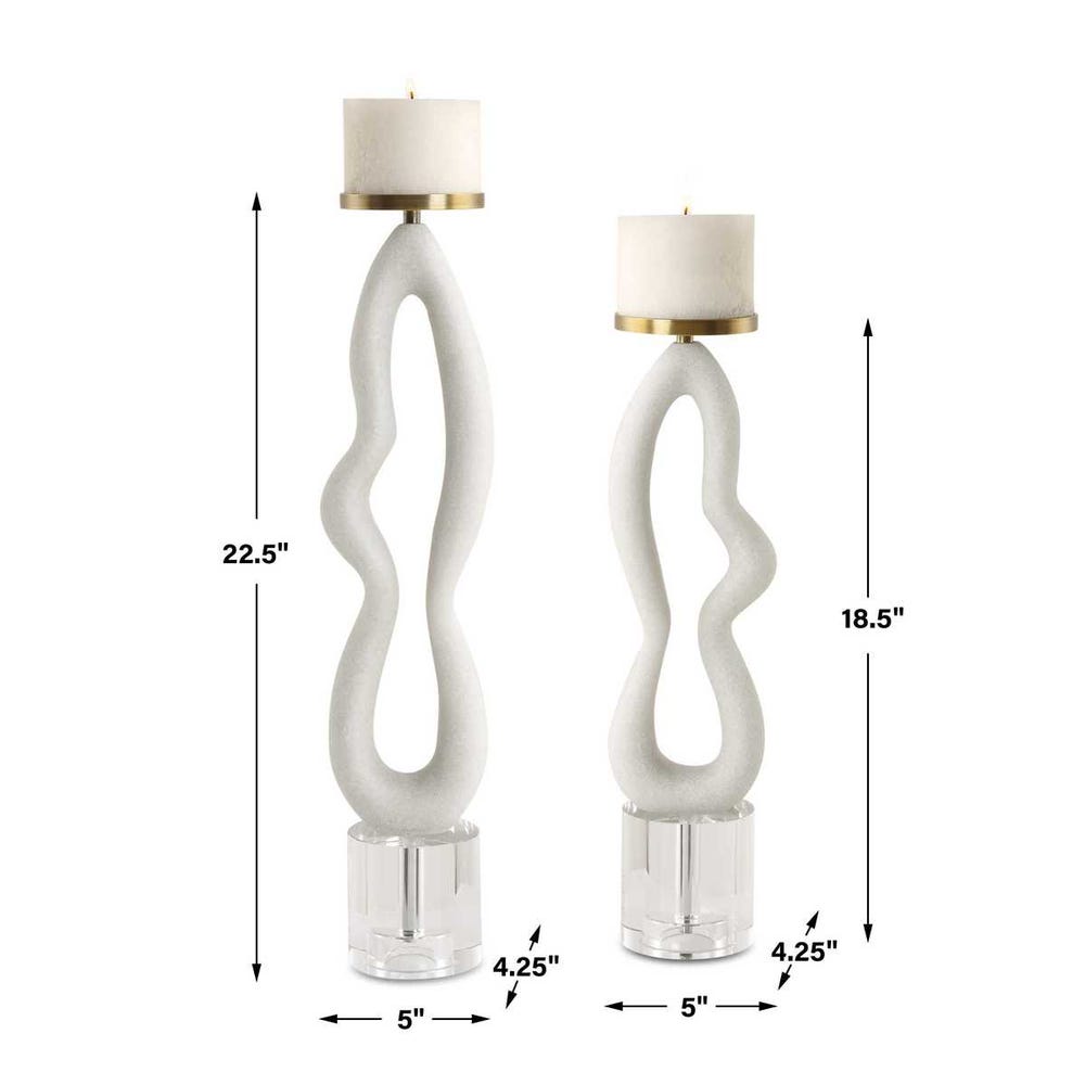 Uttermost Feamelo Ivory Stone Candleholders - Set of 2
