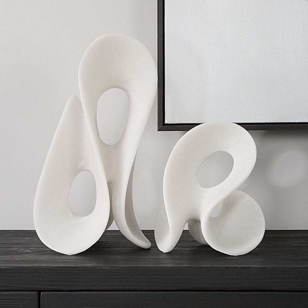 Uttermost Silent Wave White Sculptures - Set of 2