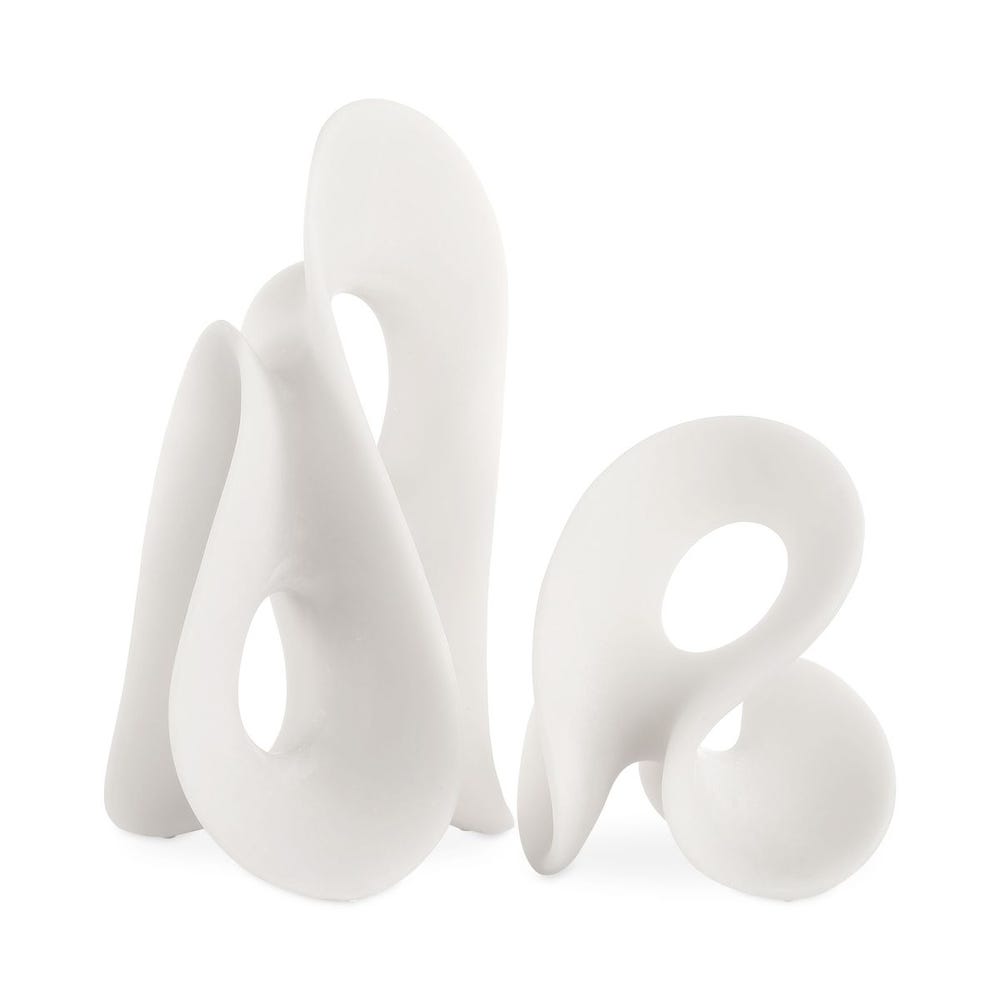 Uttermost Silent Wave White Sculptures - Set of 2