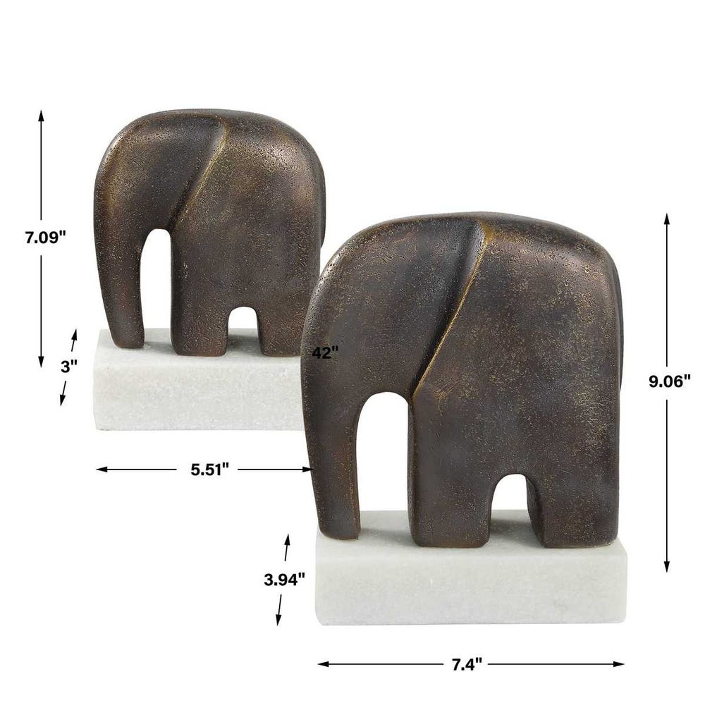 Uttermost Timeless Tusk Bronze Sculptures - Set of 2