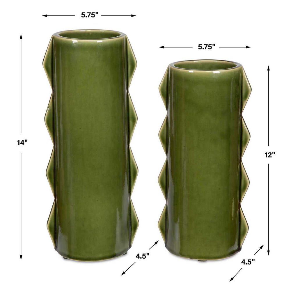 Uttermost Meander Green Vases - Set of 2
