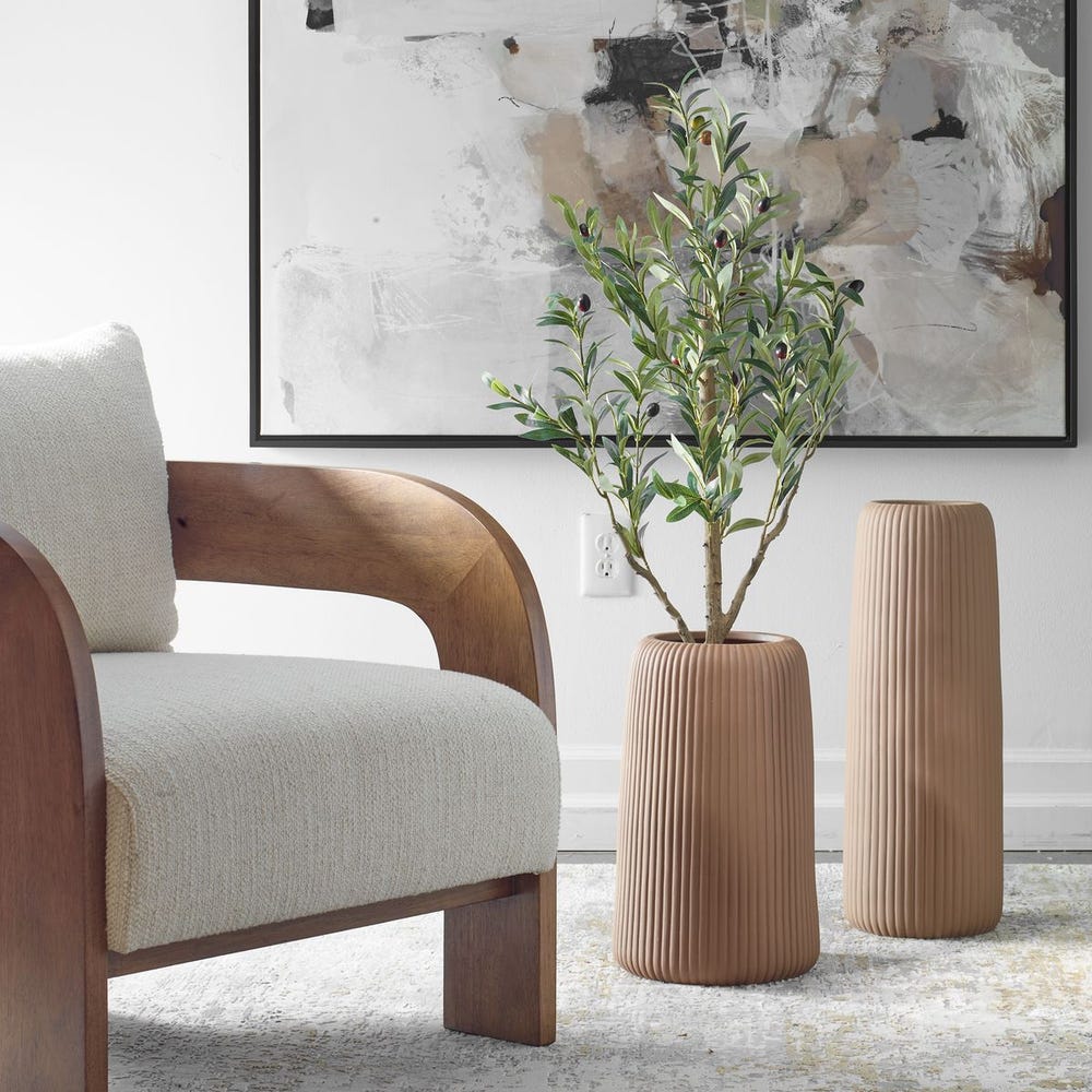 Uttermost Ridge Light Brown Vases - Set of 2