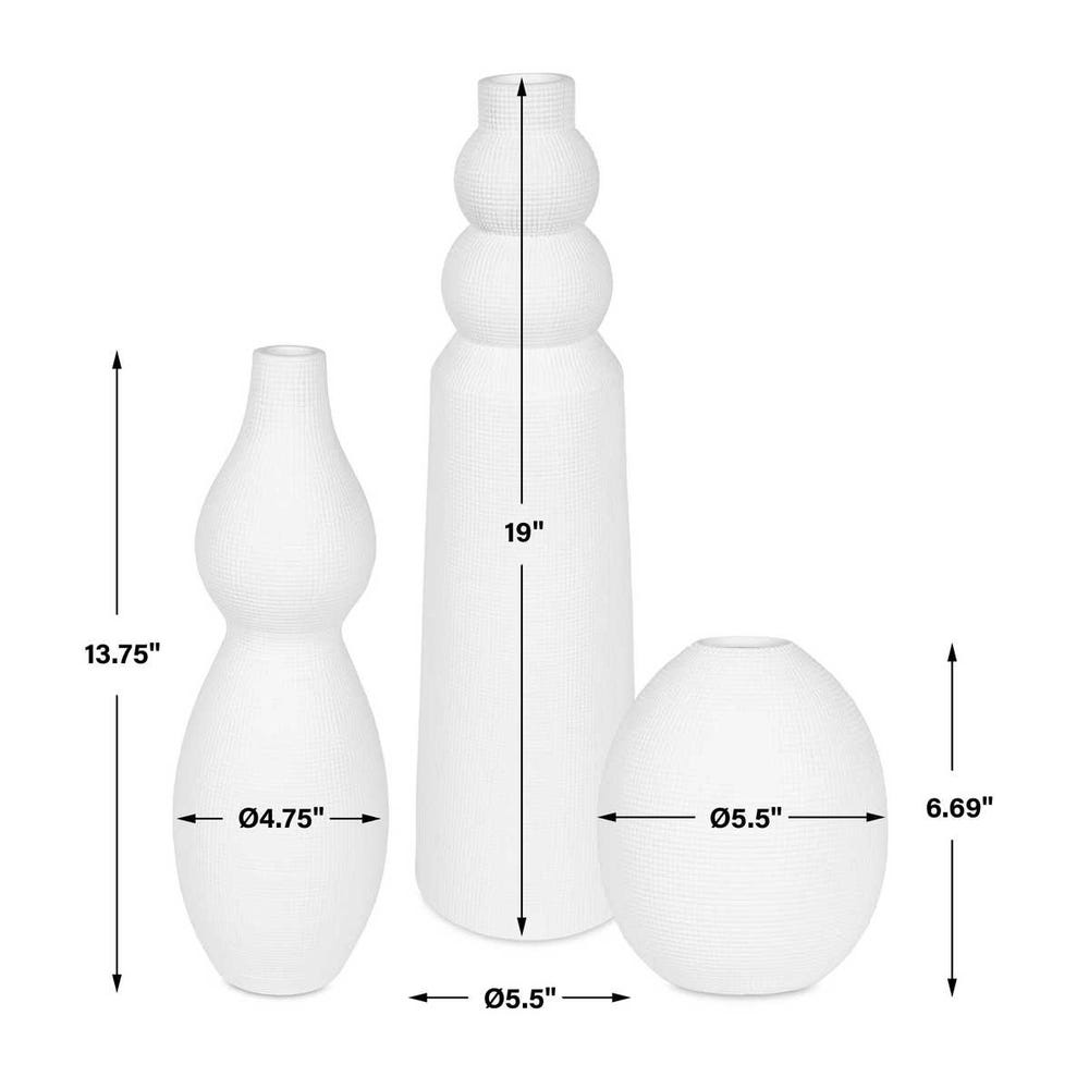 Uttermost Forma White Ceramic Vases - Set of 3