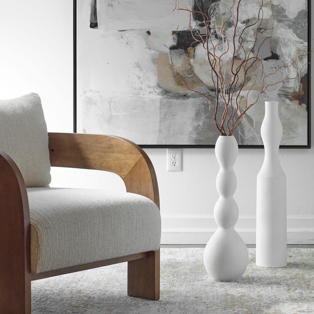 Uttermost Forma White Ceramic Vases Large - Set of 2