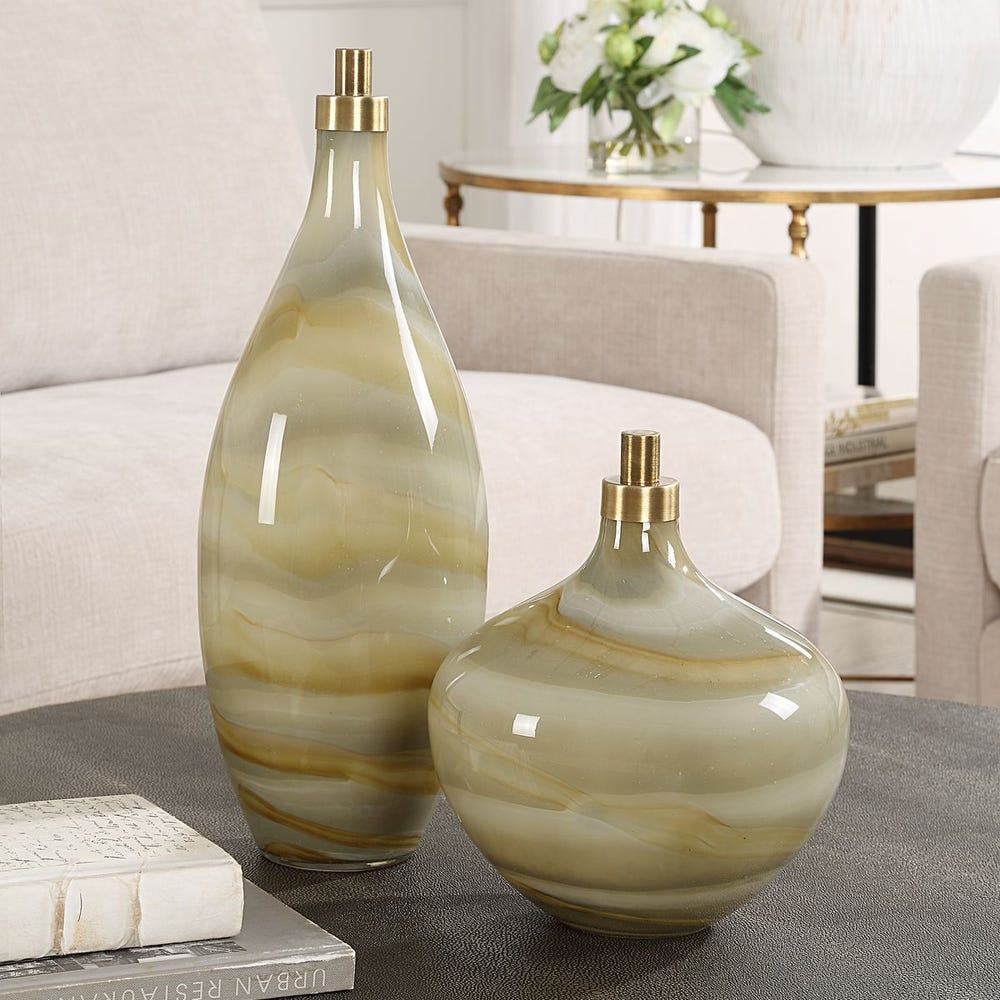 Uttermost Cascade Glass Bottles - Set of 2