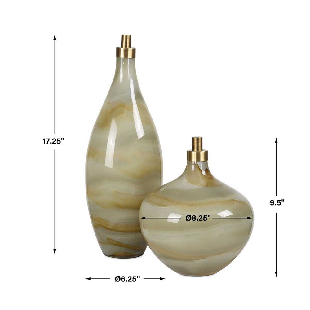 Uttermost Cascade Glass Bottles - Set of 2