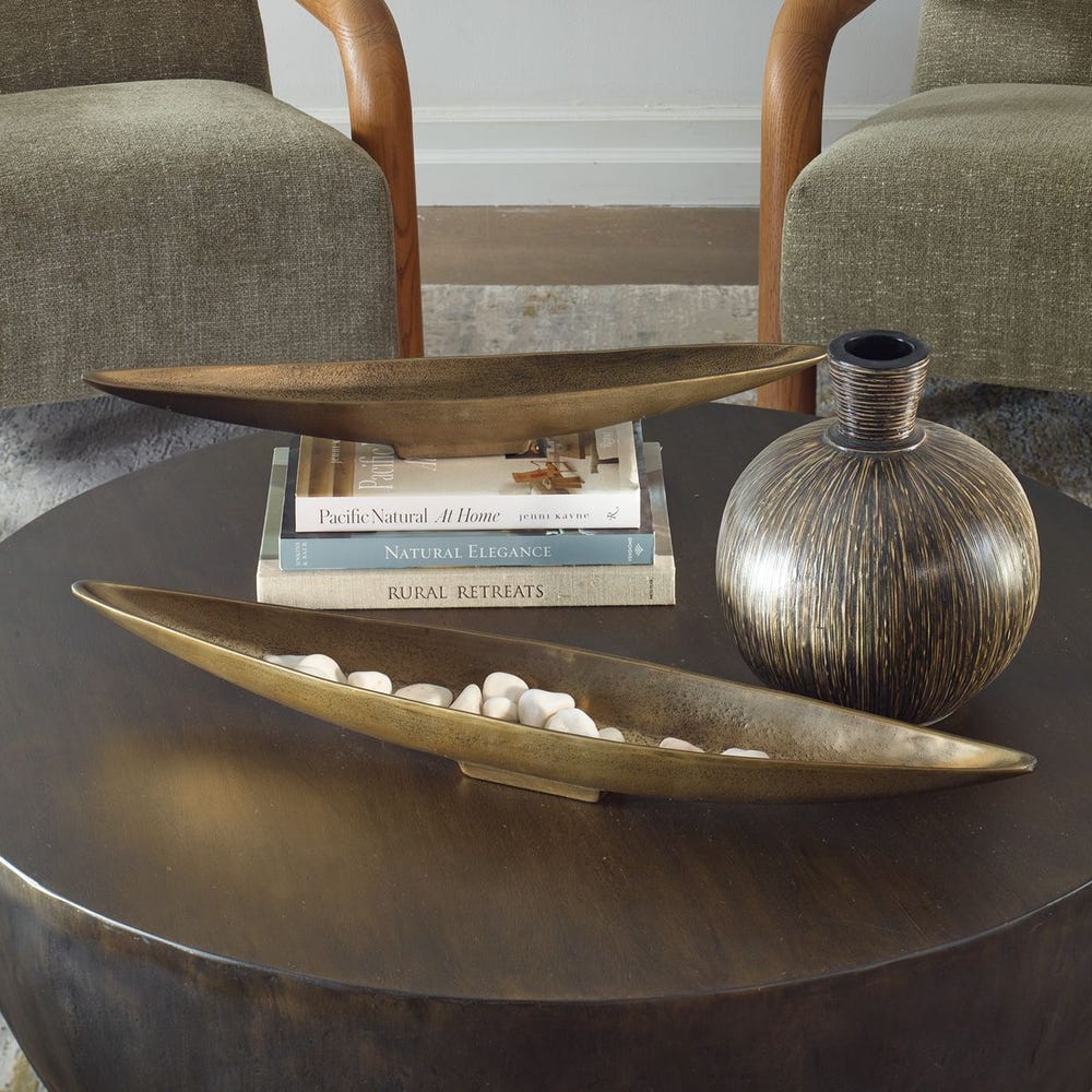 Uttermost River Run Antique Brass Bowls - Set of 2