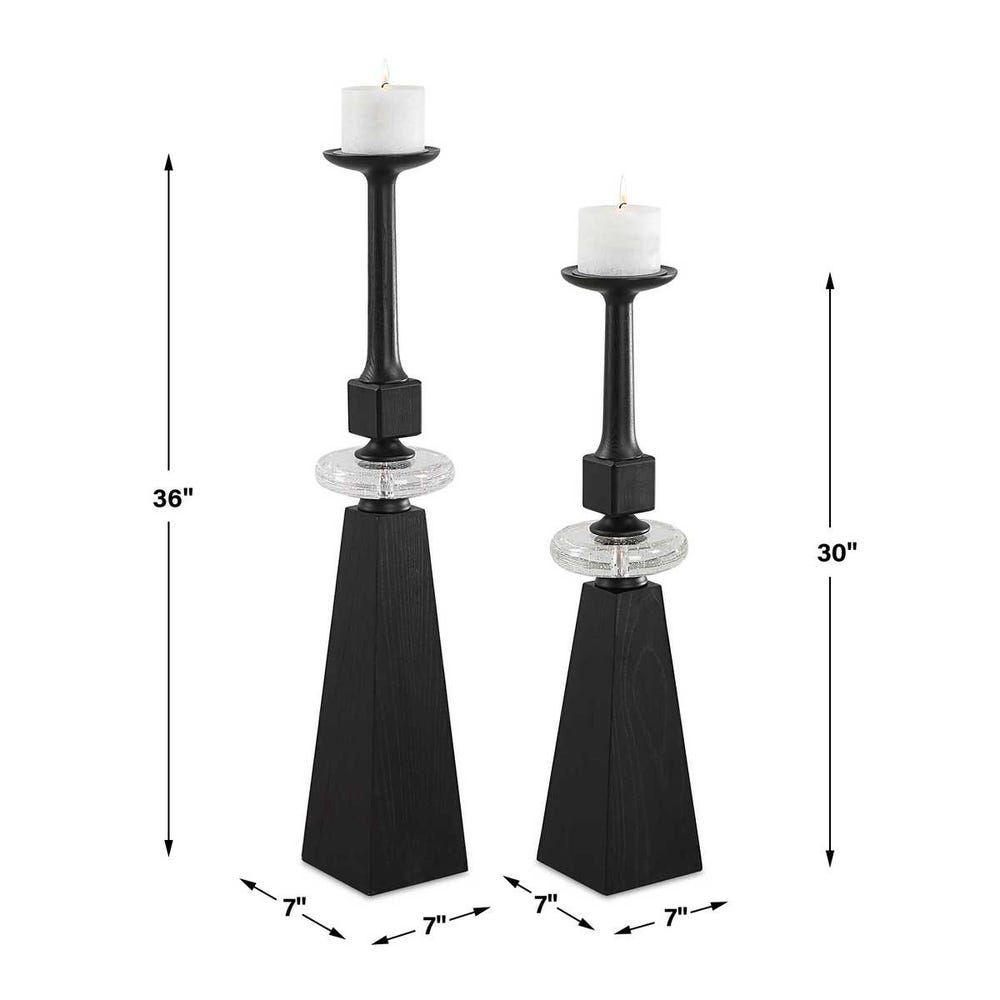 Uttermost Ebon Glow Floor Candleholders - Set of 2