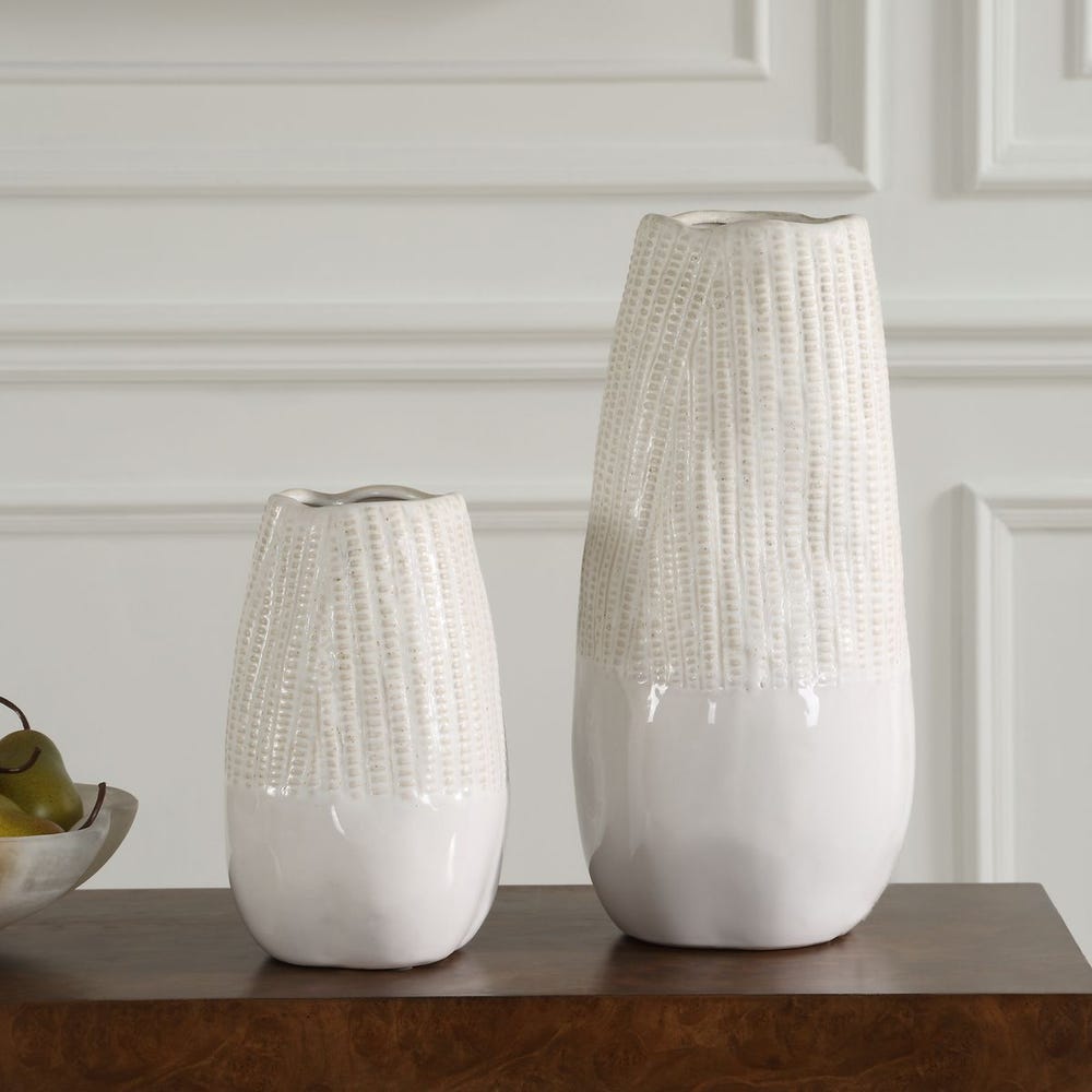 Uttermost Echo Ridge White Vases - Set of 2