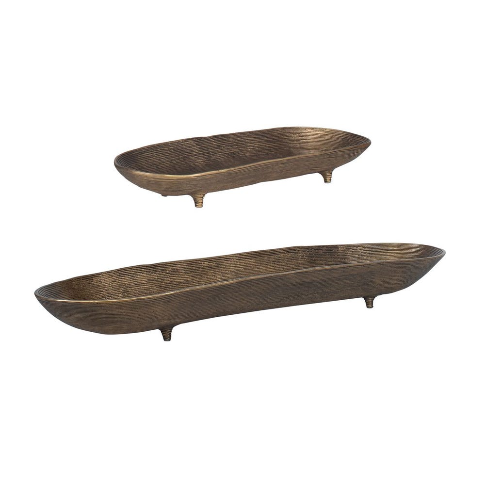 Uttermost Stratum Oval Brass Bowls - Set of 2