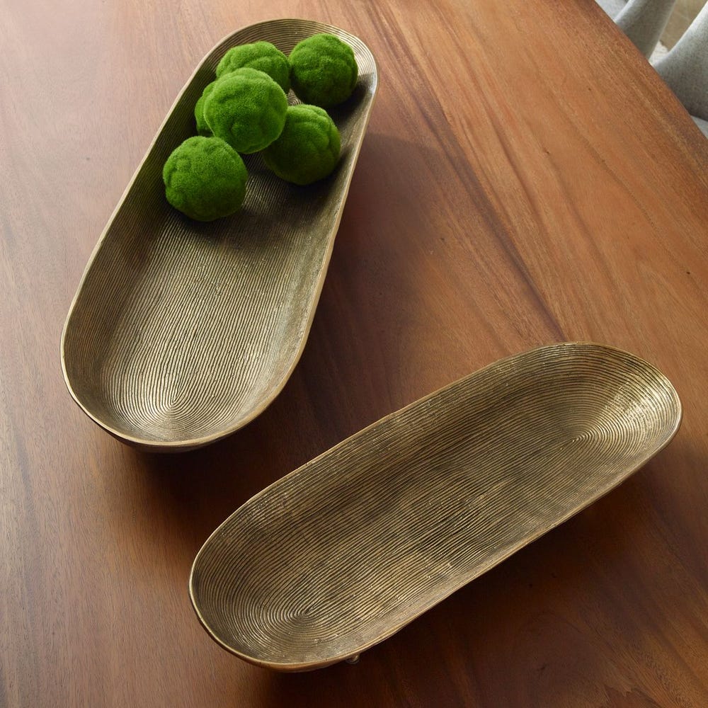 Uttermost Stratum Oval Brass Bowls - Set of 2