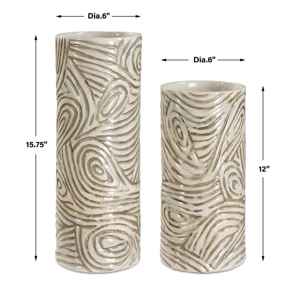 Uttermost Timber Swirl Earth Tone Vases - Set of 2