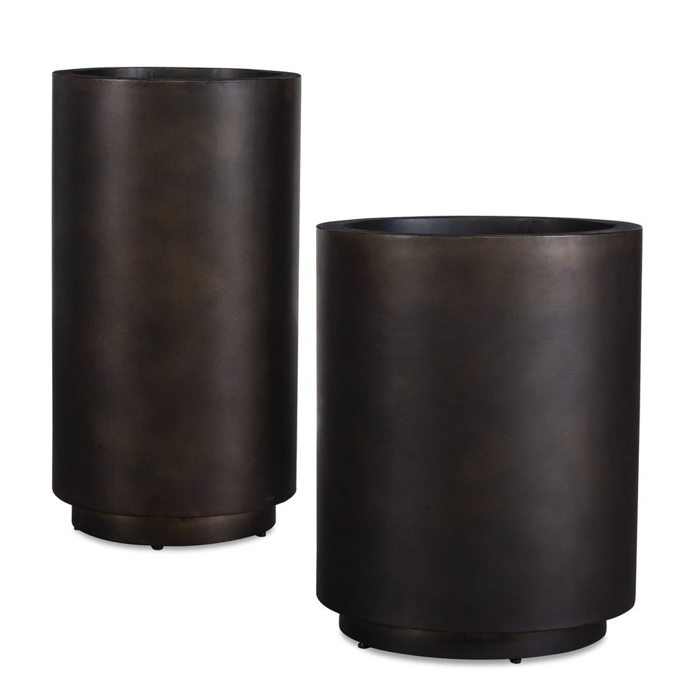 Uttermost Volcan Matte Bronze Outdoor Planters - Set of 2
