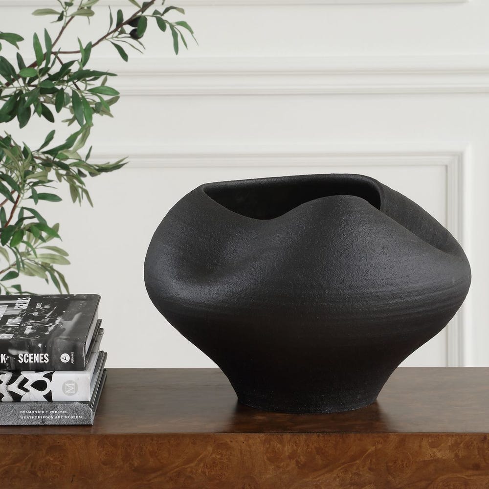 Uttermost Nocturne Textured Black Bowl