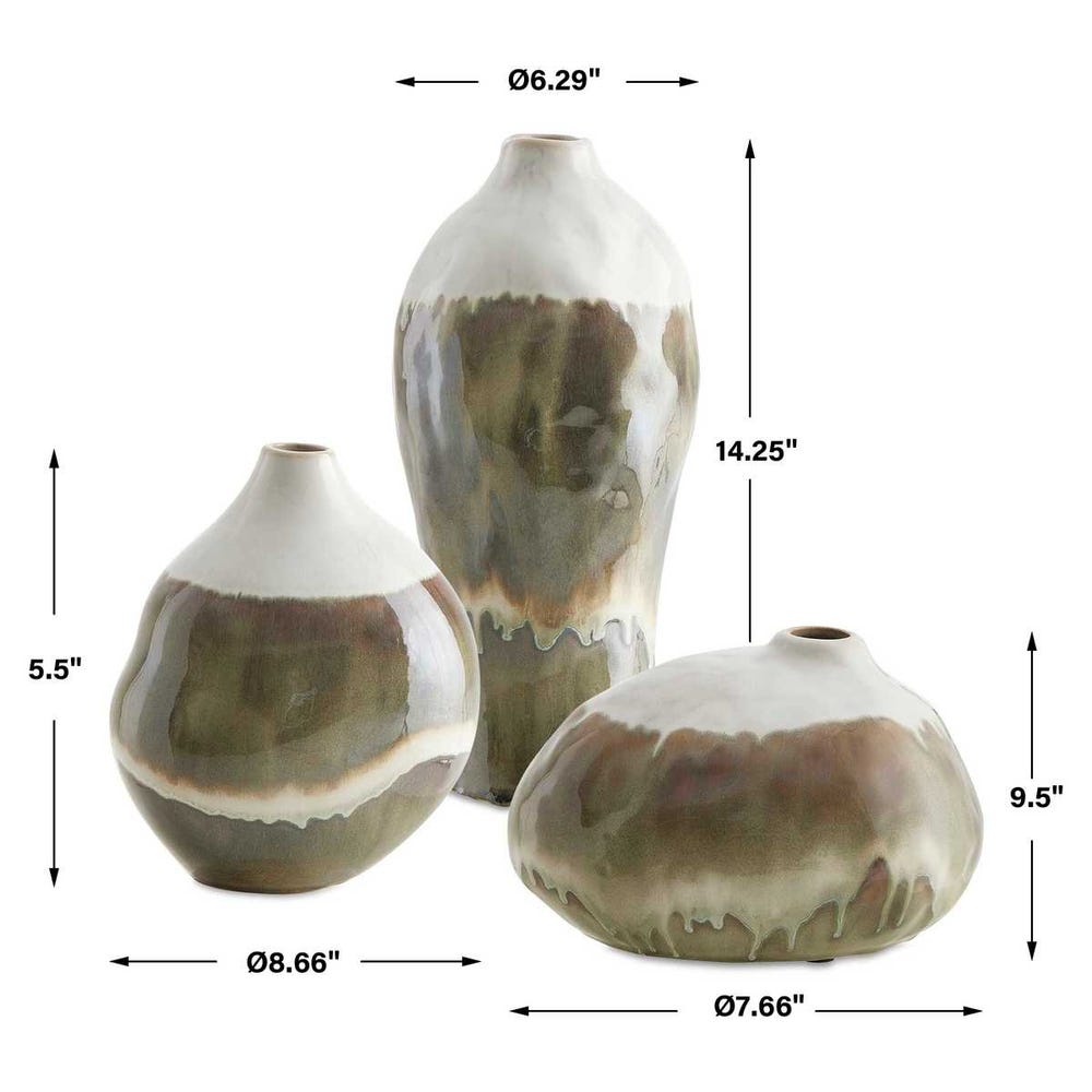 Uttermost Earthflow Glazed Outdoor Vases - Set of 3
