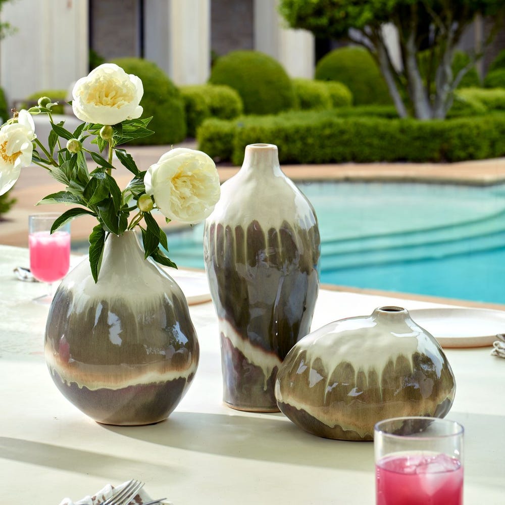 Uttermost Earthflow Glazed Outdoor Vases - Set of 3
