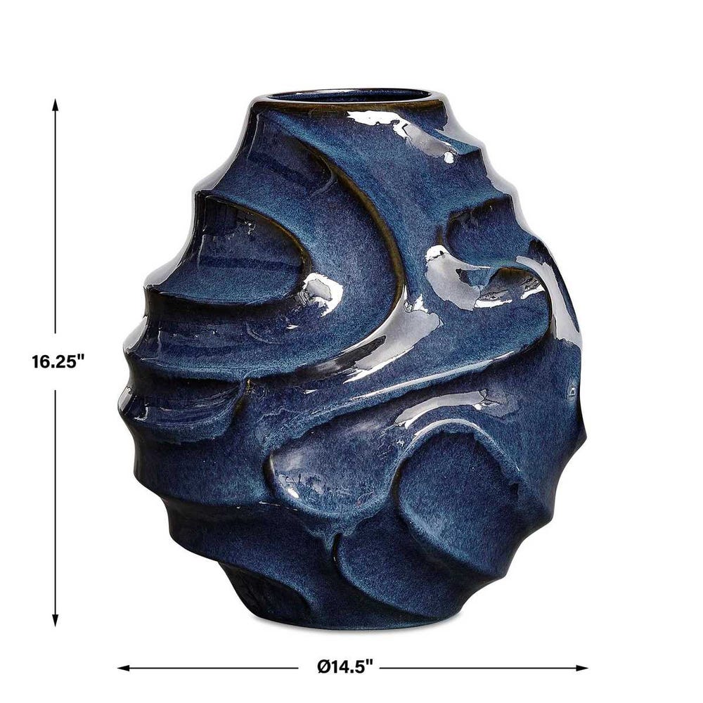 Uttermost Helix Swirl Blue Outdoor Vase