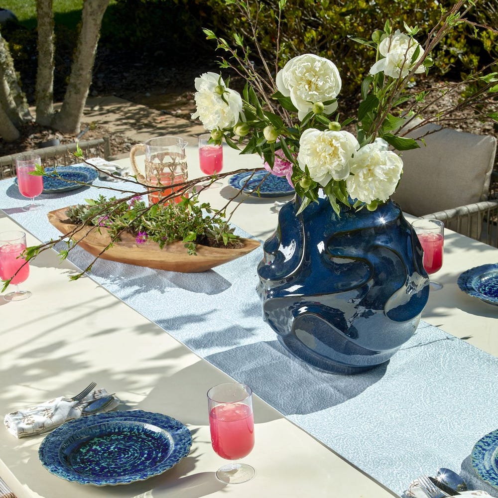 Uttermost Helix Swirl Blue Outdoor Vase
