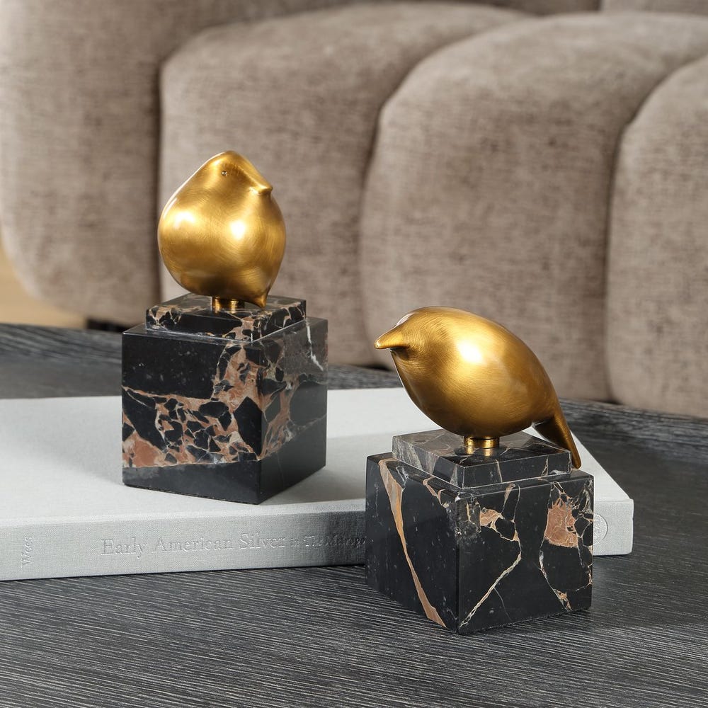 Uttermost Golden Finch Bird Figurines - Set of 2