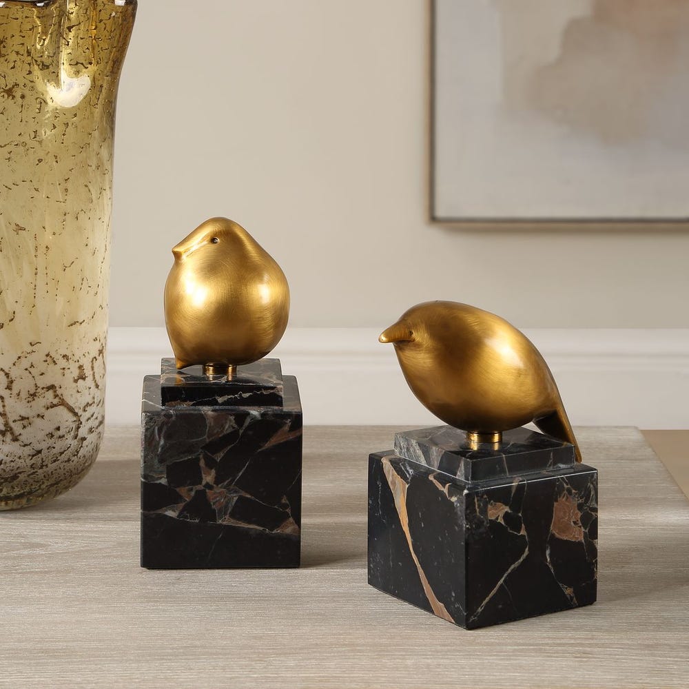 Uttermost Golden Finch Bird Figurines - Set of 2