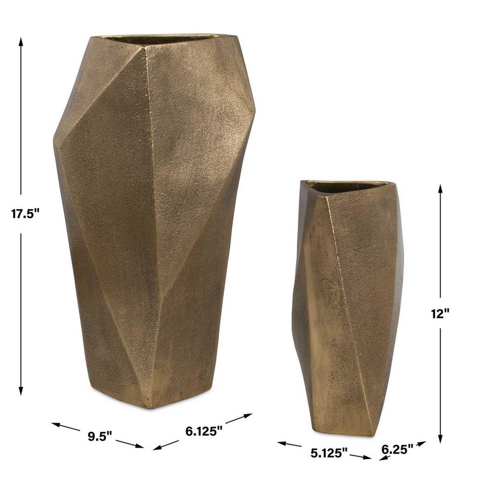 Uttermost GeoForm Indoor-Outdoor Brass Vases - Set of 2