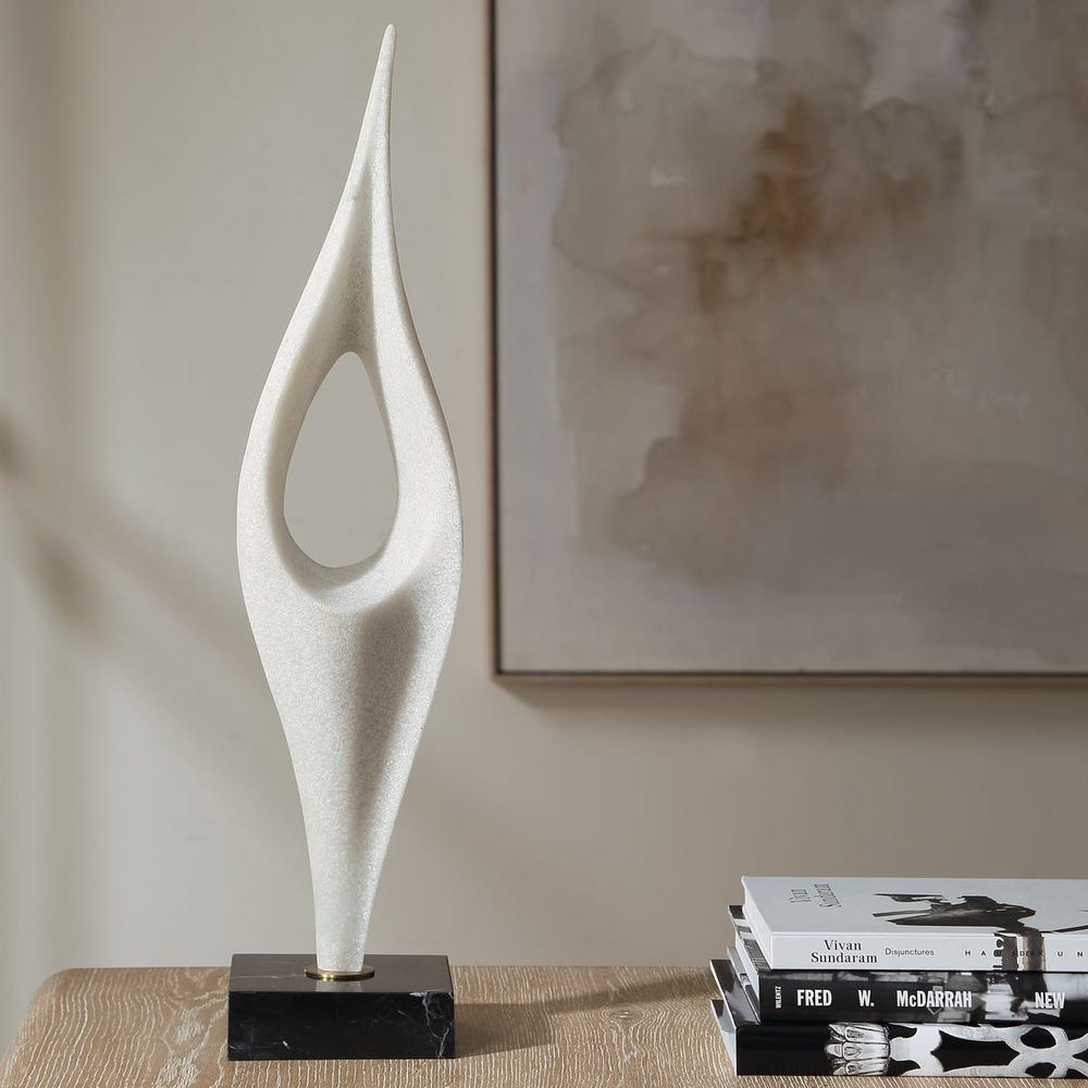 Uttermost Fluid Drop White Stone Sculpture