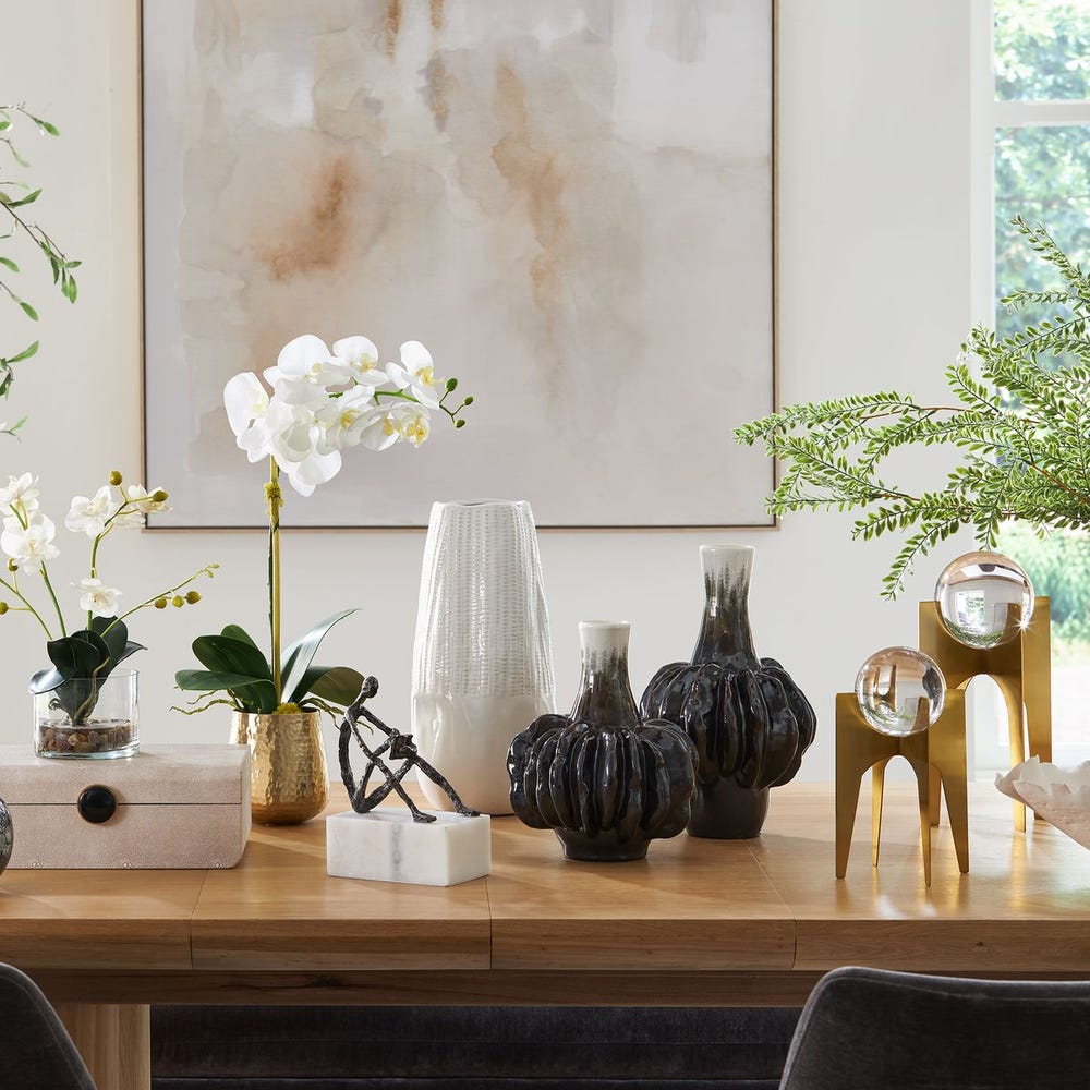 Uttermost Umbrian White & Brown Gourd Vases - Set of 2