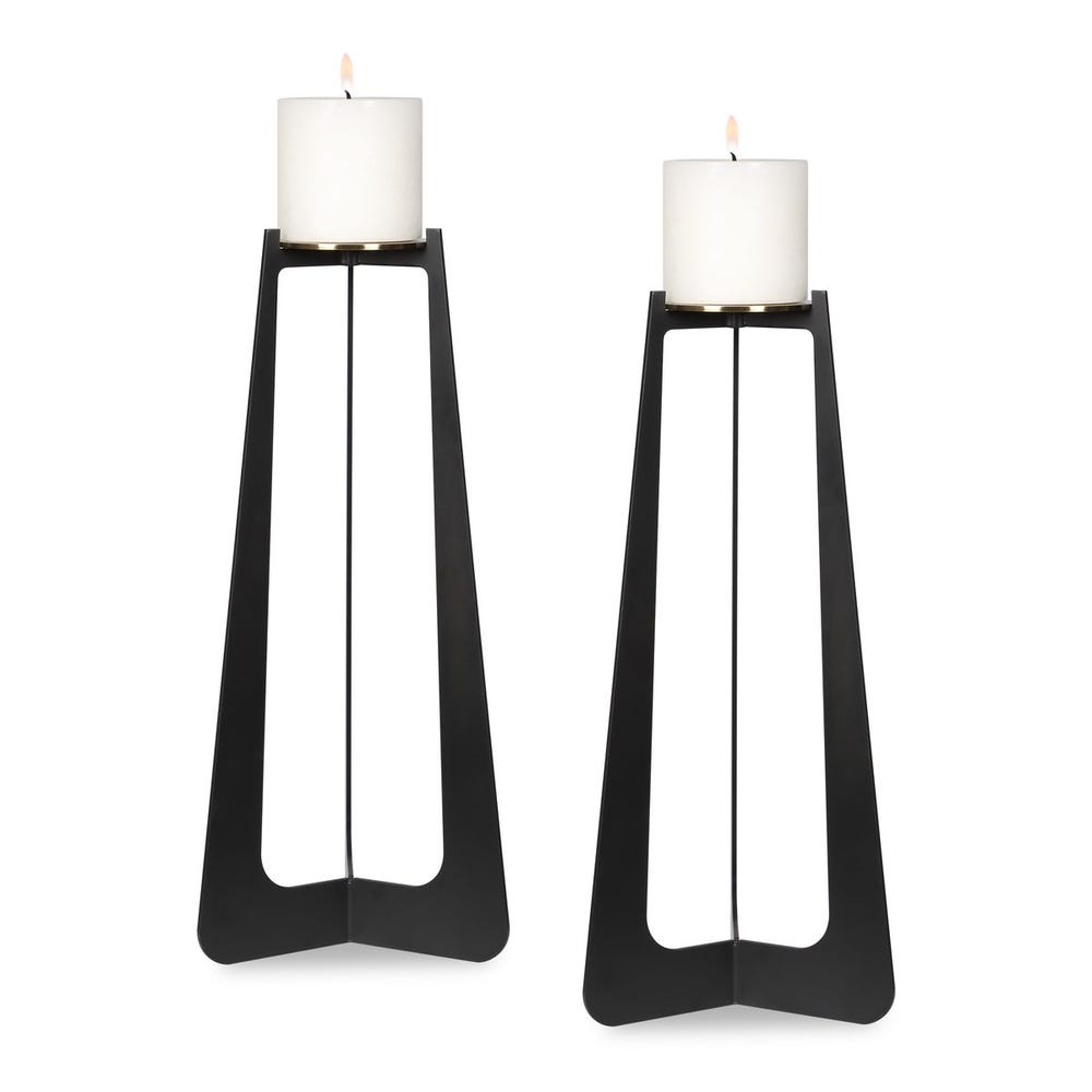 Uttermost Columnar Black Candleholders - Set of 2