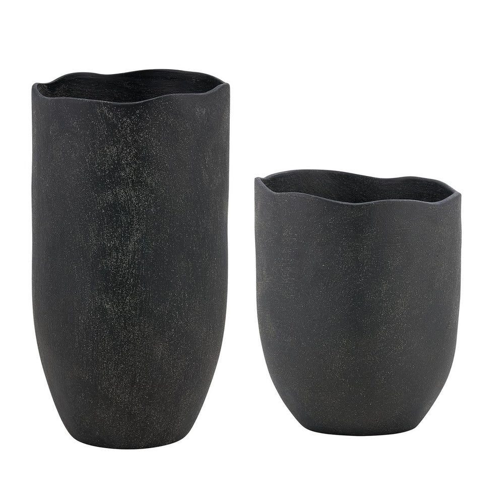 Uttermost Komorebi Indoor-Outdoor Black Vases - Set of 2