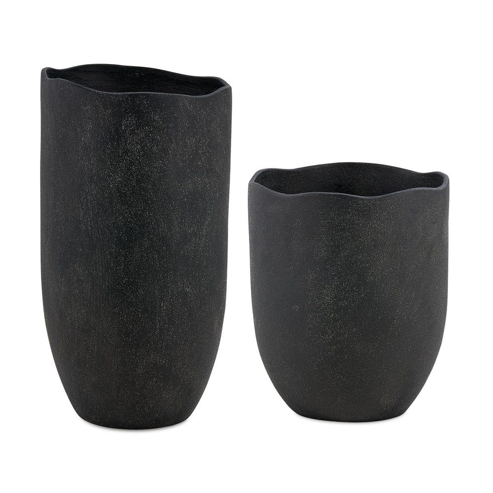 Uttermost Komorebi Indoor-Outdoor Black Vases - Set of 2