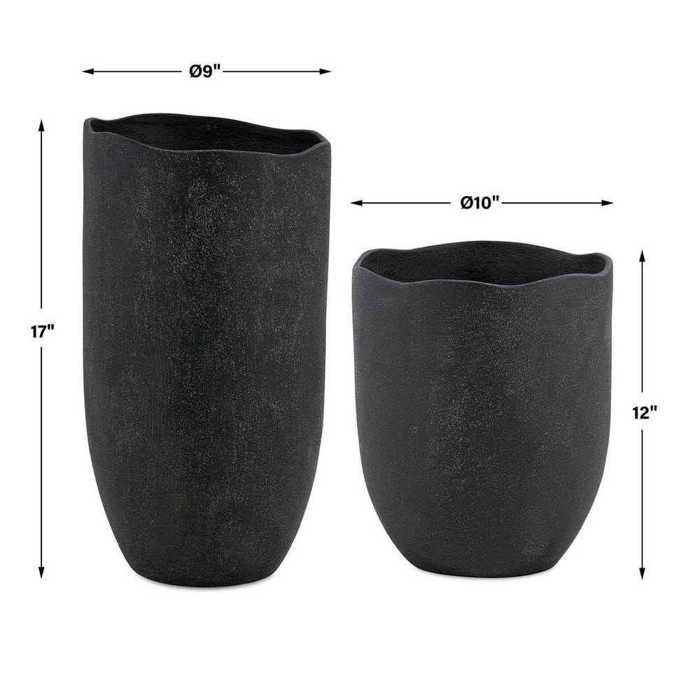 Uttermost Komorebi Indoor-Outdoor Black Vases - Set of 2