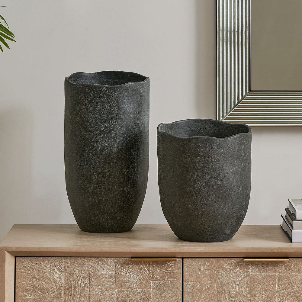 Uttermost Komorebi Indoor-Outdoor Black Vases - Set of 2