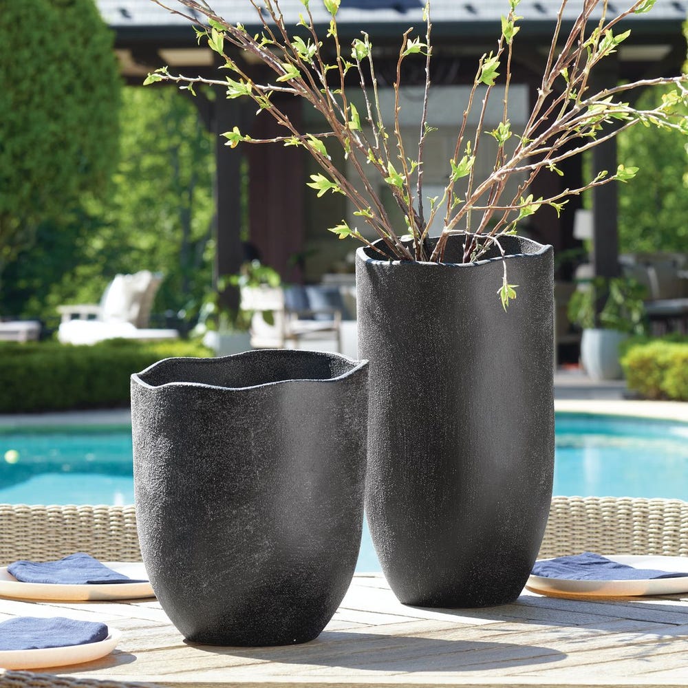 Uttermost Komorebi Indoor-Outdoor Black Vases - Set of 2