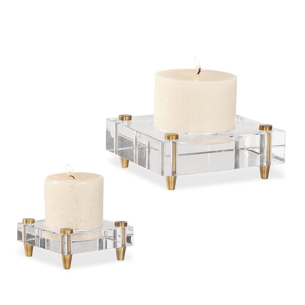 Uttermost Claire Crystal Block Candleholders - Set of 2
